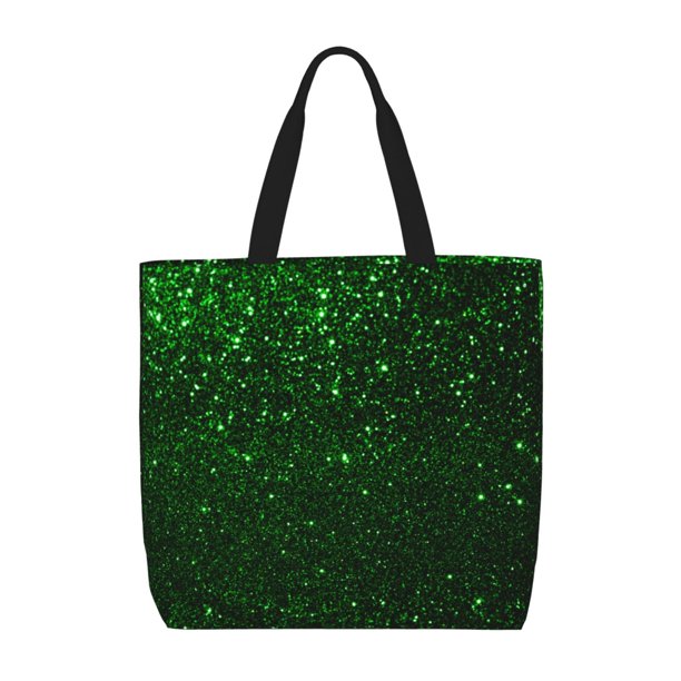 Fotbe Green Sparkling Bolsa Tote con Estampado para Mujer, Bolsos con Cremallera, Bolsa de Hombro Casual de Gran Capacidad con Bolsillos Internos