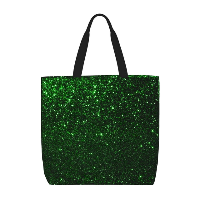 Fotbe Green Sparkling Bolsa Tote con Estampado para Mujer, Bolsos con Cremallera, Bolsa de Hombro Casual de Gran Capacidad con Bolsillos Internos