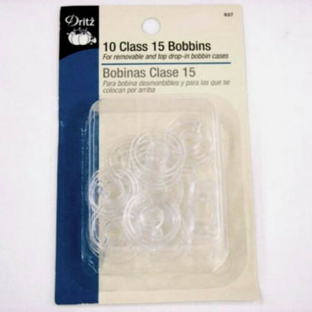 Drive Bobbin - Cutex Brand Dritz Class 15 Plastic Sewing Machine Bobbins - Pack of 10