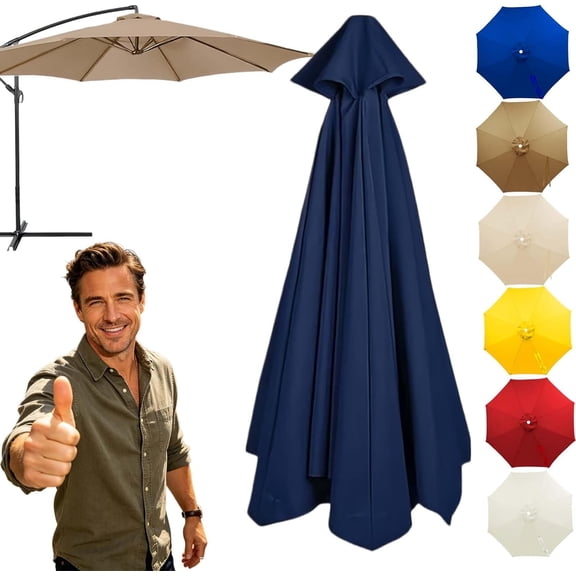 Upgraded 11ft 8 Ribs Cantilever Umbrella Replacement Canopy, Uv-Resistant Patio Umbrella Fabric Top Cover For Outdoor Garden Deck Backyard