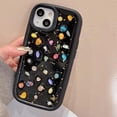 thumbnail image 4 of Black Luxury Phone Case Compatible with iPhone 13, 3D Colored Glitter Gemstone Pebble Shockproof Protective Phone Cover for Women Girls, 4 of 12