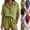 29# Army Green, variant on Linen Lounge Short Sets for Women Summer Two Piece Shorts and Short Sleeve Top Matching Sets Casual Beach Outfits Army Green S