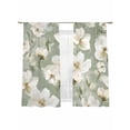thumbnail image 7 of Vintage Magnolia Sheer Curtains 63 inches Long 2 Panels Set White Blooming Floral Watercolor Green Tiers Sheers Rod Pocket Small Window Short Curtains for Kitchen Cafe, Each 52" W x 63" L, 7 of 7