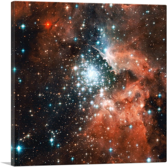 ARTCANVAS Hubble Telescope Extreme Star Cluster Bursts into Life NGC 3603 Canvas Art Print - Size: 18" x 18" (0.75" Deep)