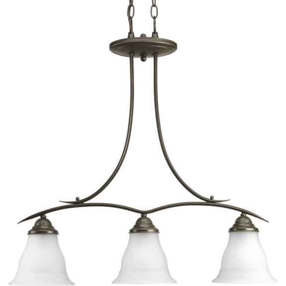 Trinity Collection Three-Light Antique Bronze Etched Glass Traditional Chandelier Light