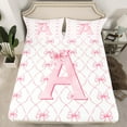 thumbnail image 2 of Manfei Monogrammed A Bed Sheets Twin,Ribbon Bowknot Bedding Twin Size,Pink White Sheet Set Twin,Microfiber Room Decorative,3 Pieces, 2 of 7