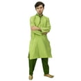 thumbnail image 3 of Atasi Classic Men's Dupion Green Kurta Pyjama Party Wear Designer Shirt-S, 3 of 7