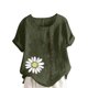 thumbnail image 1 of Vestidos Casuales Para Mujer, Blusas De Mujer De Moda Blusa informal de lino con botones y manga corta estampada para mujer, 1 of 4