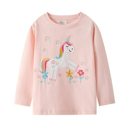 

Aolyty Toddler Girls T-Shirts Crewneck Tops Long Sleeve T Shirt 4T
