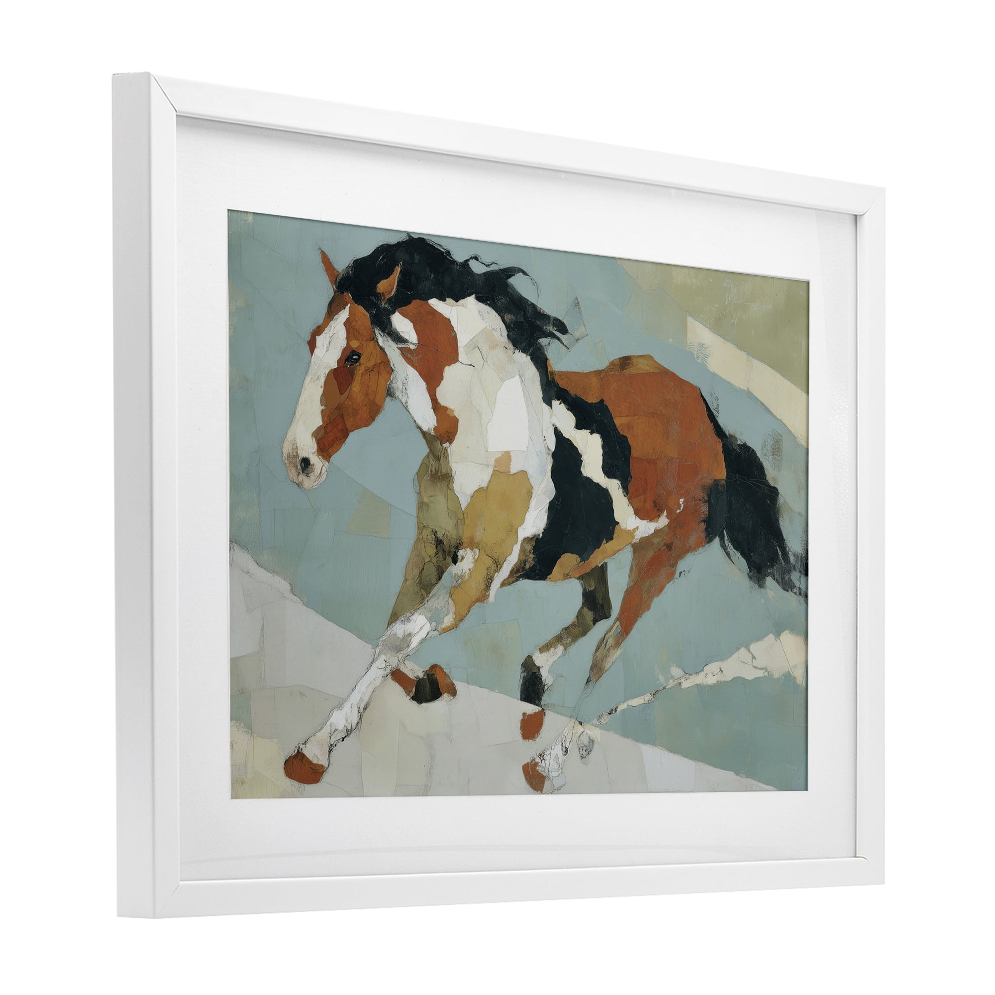 Stupell Industries Paint Horse in Motion White Framed Print Under Glass, design by Chromatic Storm Studio