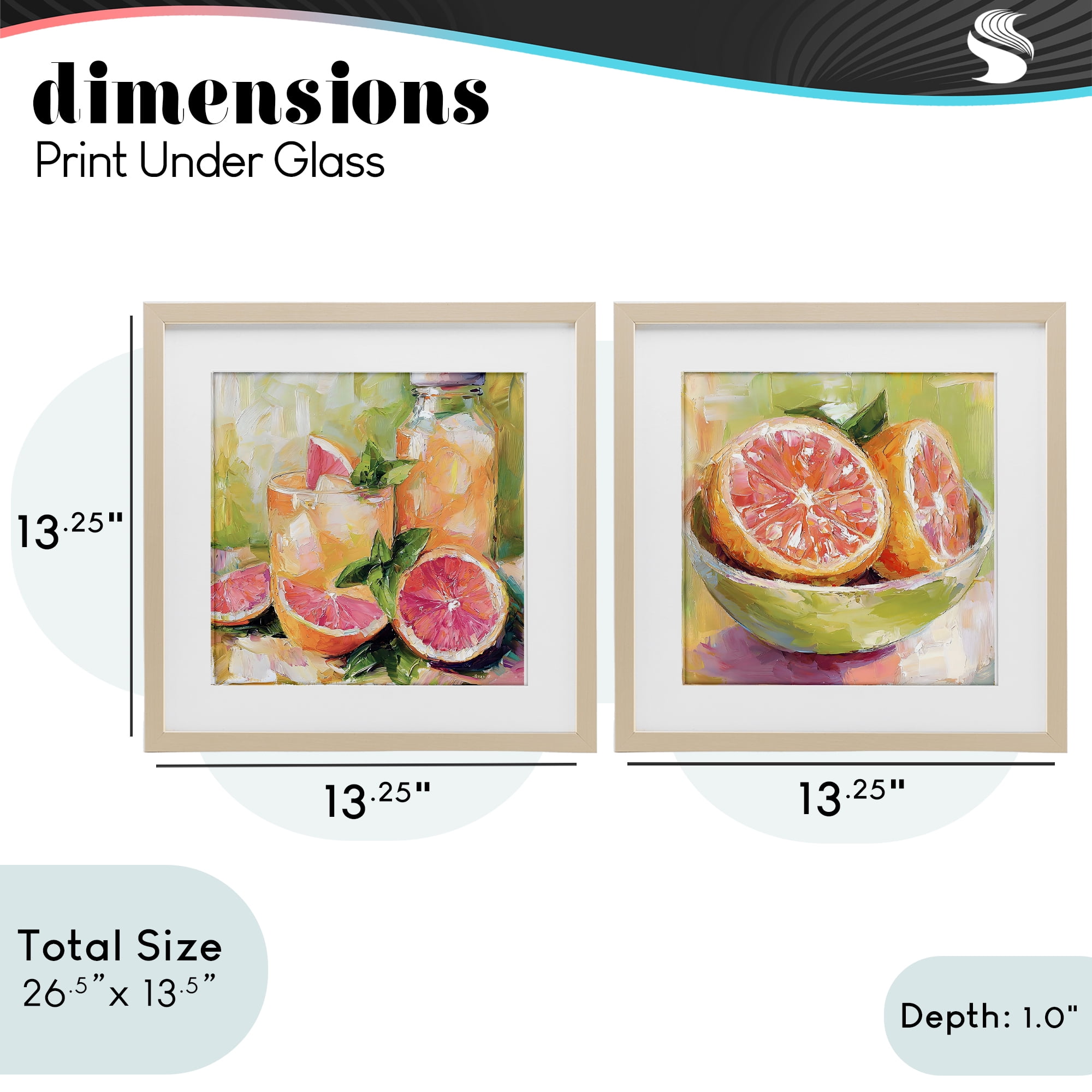 Stupell Industries Grapefruit Drinks & Fruits 2 Piece Birch Framed Print Under Glass Set, design by Riley B