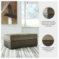 thumbnail image 2 of Signature Design by Ashley Alesbury Ottoman, Chocolate Faux Leather Look, Nailhead Trim, 2 of 9