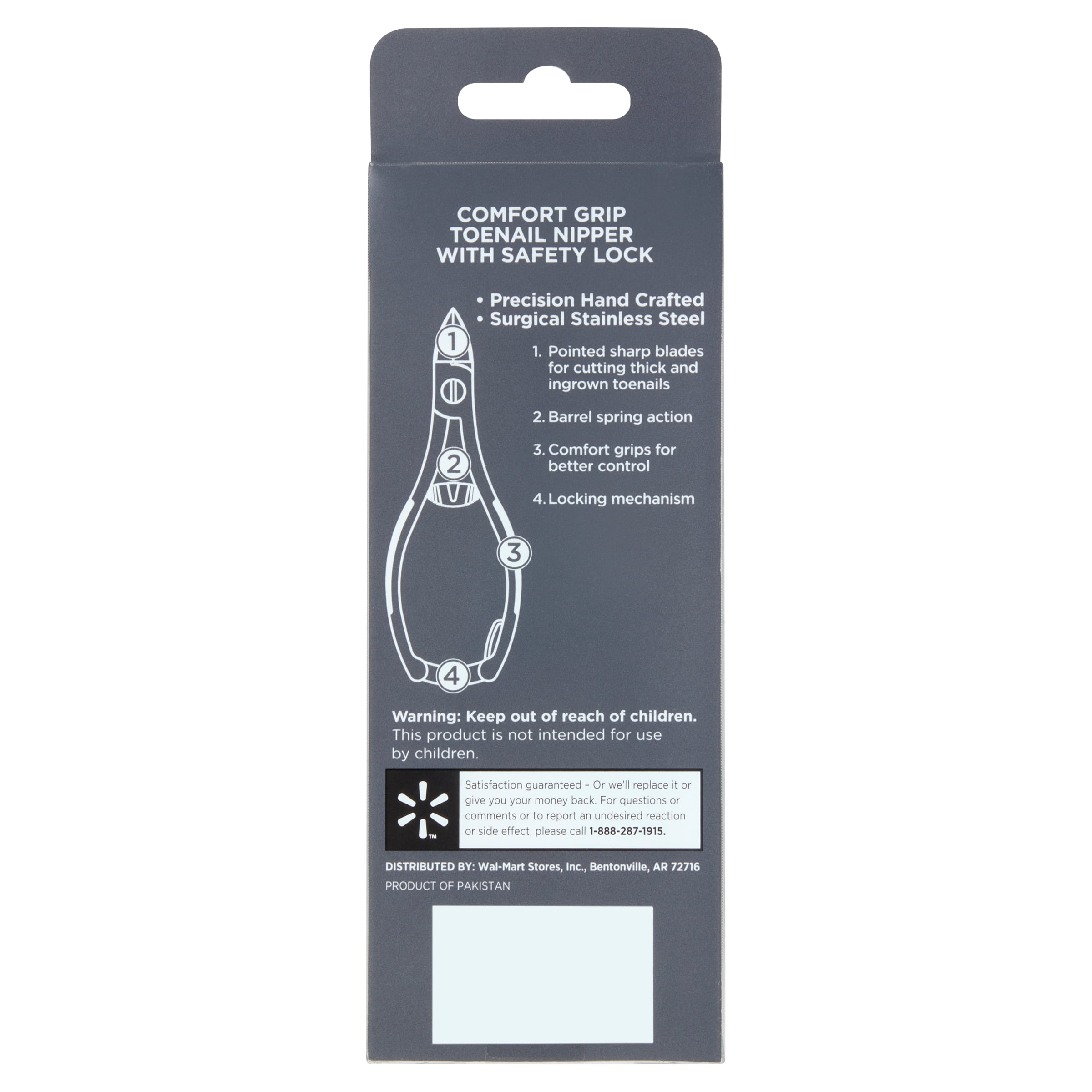 Equate Men's Comfort Grip Toenail Nipper with Safety Lock for Nail Care of Thicker & Harder Nails