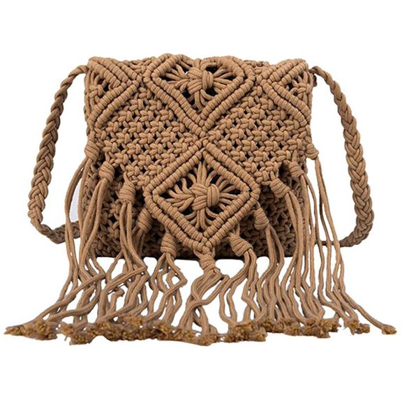 Kukuzhu Summer Women Tassel Beach Shoulder Bag Bohemian Crochet Messenger Bags