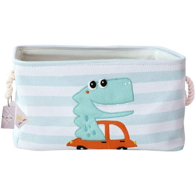 Kids Fabric Storage Basket Large Foldable Storage Box With Rope Handles Baby Toy Storage Bin Closet Organizer - Dinosaur