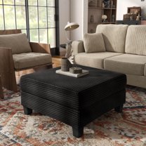 Furniture of America Fayen Modern Chenille Fabric Storage Ottoman, Black