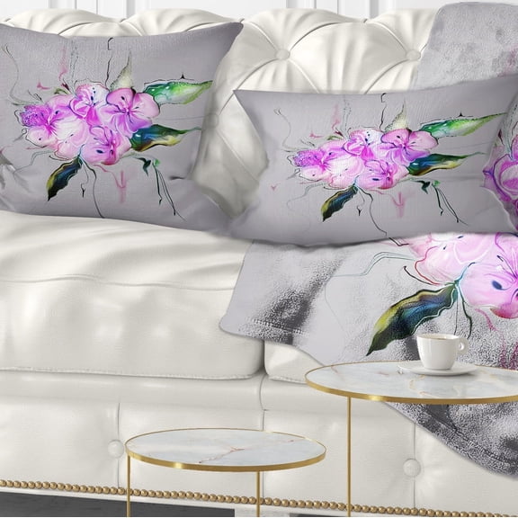 Designart Purple and Pink Pansies Flowers - Animal Throw Pillow - 12x20