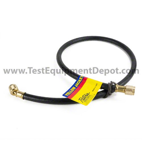 Yellow Jacket 15036 Plus II 1/4" Heavy Duty HCA Straight x Angle Charging Hose, 36", Black