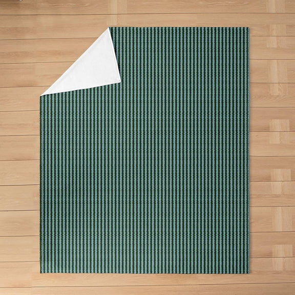 Green Striped Throw Blanket for Bed and Couch Soft Fleece Blanket