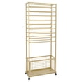 thumbnail image 4 of Gold 20-Tier Gold Metal Ribbon Holder Organizer Rack, Double-Sided Ribbon Storage Rack with 4 Lockable Wheels,for Craft Room, Floral Supplies, 67x32x170cm, 4 of 21