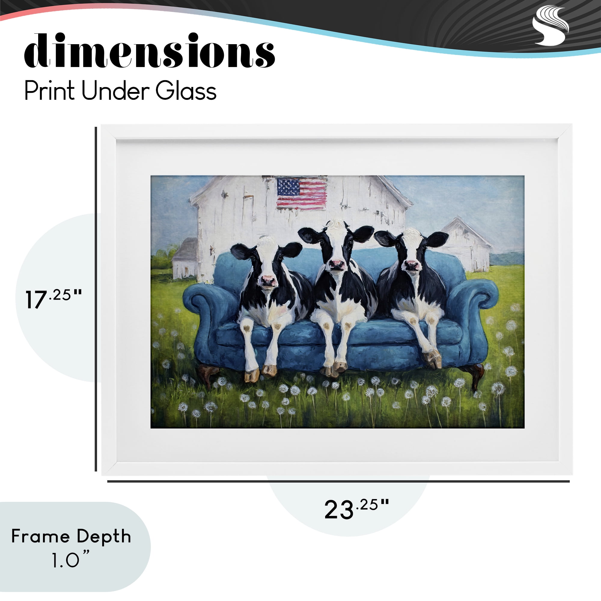 Stupell Industries Barnyard Sofa Sisters White Framed Print Under Glass, design by Tina LeCour