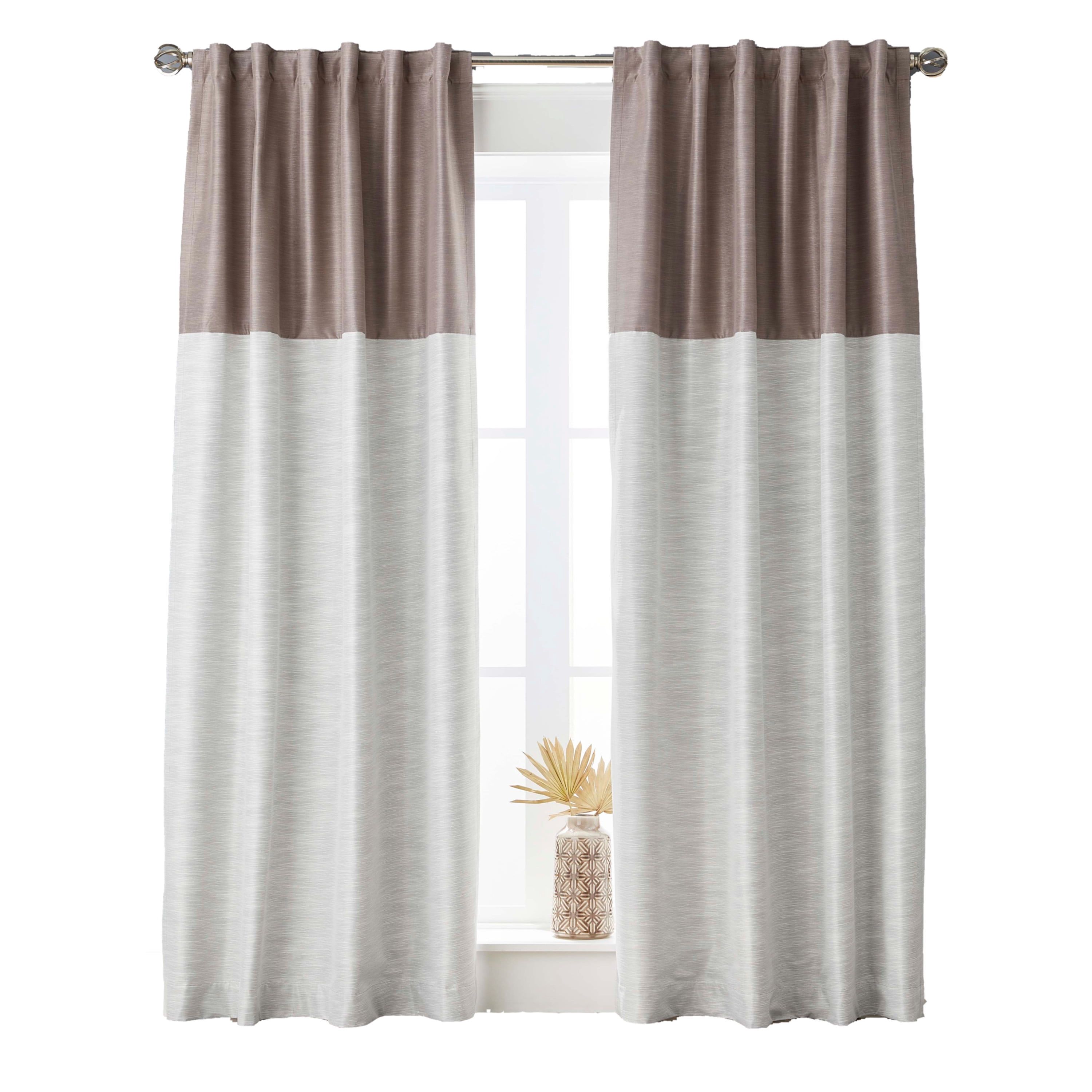 Better Homes & Gardens Colorblock Rod Pocket and Back Tab Blackout Curtain Panel, 1-Piece, Beige, 50" W x 84" L