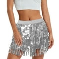 thumbnail image 4 of Women Dress Silver Fringed Sequin Midi Skirt for Women Sparkle Skort Glittery Skirts Sequence Mini Skirt, 4 of 4