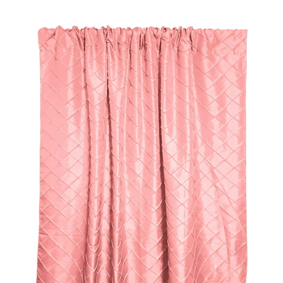 Pintuck Taffeta Cross Stitch Pattern Single Curtain Panel 54 Inch Wide Coral