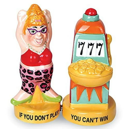 Pacific Giftware Lucky Casino Slot Machine Winner Ceramic Magnetic Salt and Pepper Shaker Set