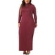 thumbnail image 2 of Vestidos maxi de talla grande para mujer Agnes Orinda, con cuello alto, de manga larga, ajustados, para fiestas, vestido lápiz largo 1X burdeos, 2 of 6