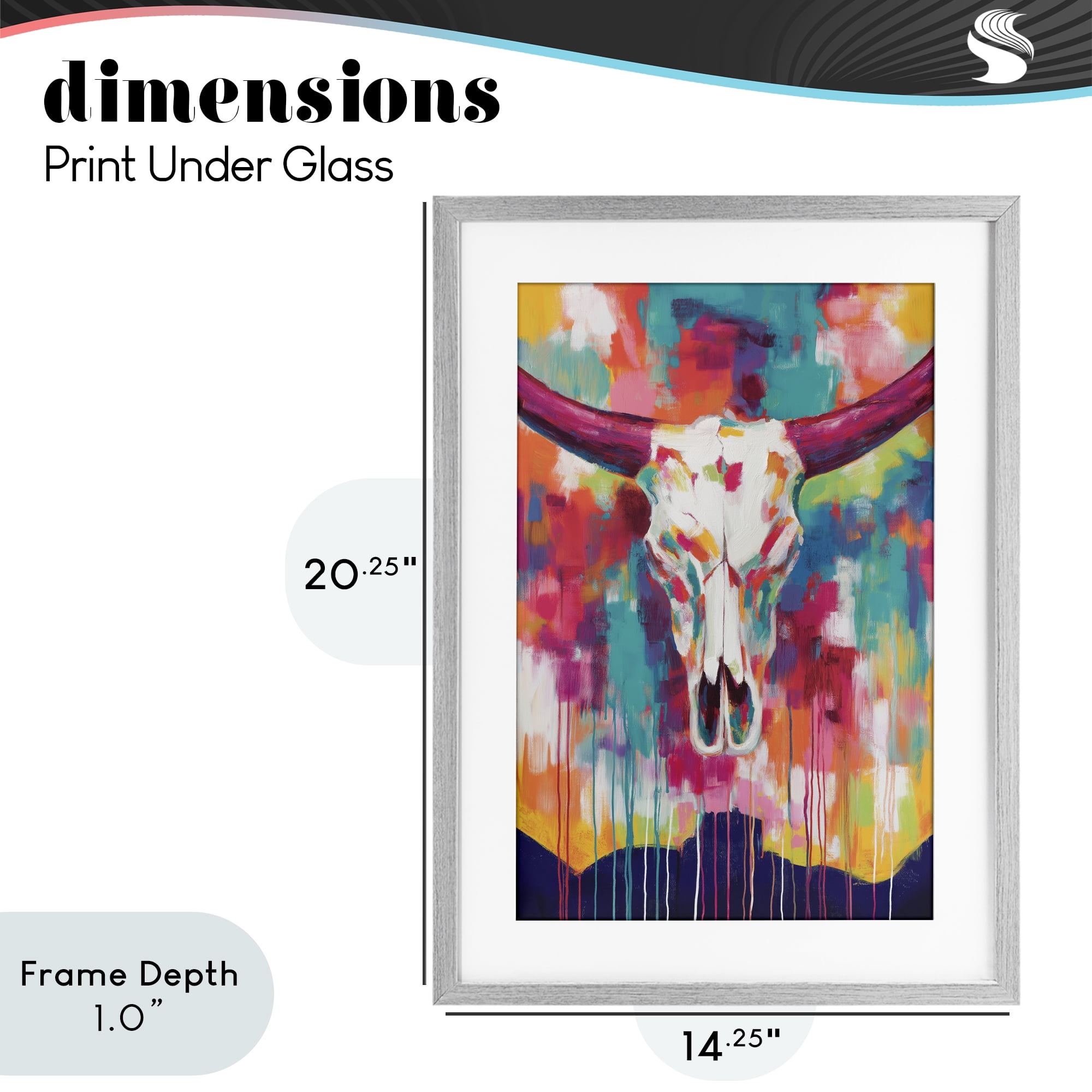 Stupell Industries Spirit Of The West Skull Gray Framed Print Under Glass, design by Chromatic Storm Studio