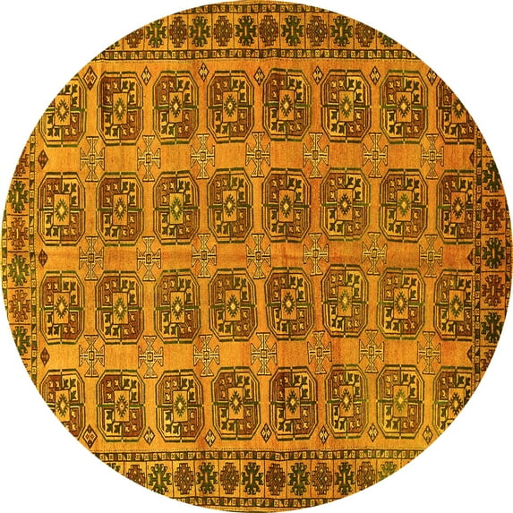 Ahgly Company Indoor Round Southwestern Yellow Country Area Rugs, 3' Round