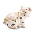 thumbnail image 6 of Luxury Giftware by Jere Pewter Bejeweled Crystals Gold-tone Enameled PETUNIA Spotted Pig Trinket Box with Matching 18 Inch Necklace QBJ4073, 6 of 8