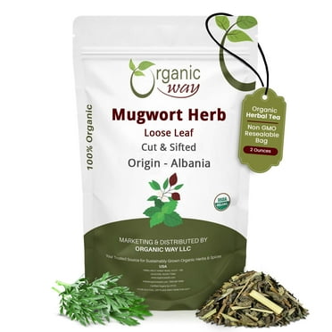 Organic Way Mugwort Herb Loose Leaf Cut & Sifted (Artemisia Vulgaris) Herbal Tea | Kosher & USDA Certified | Vegan, Non-GMO & Gluten Free | Raw from Albania (1/8 LBS / 2Oz)