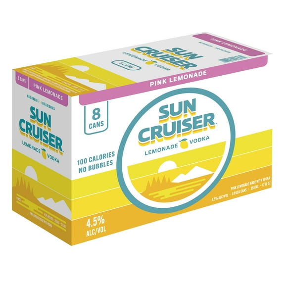 Sun Cruiser Pink Lemonade Vodka, 8 pack, 12 fl. oz. Aluminum Cans, 4.5% ABV