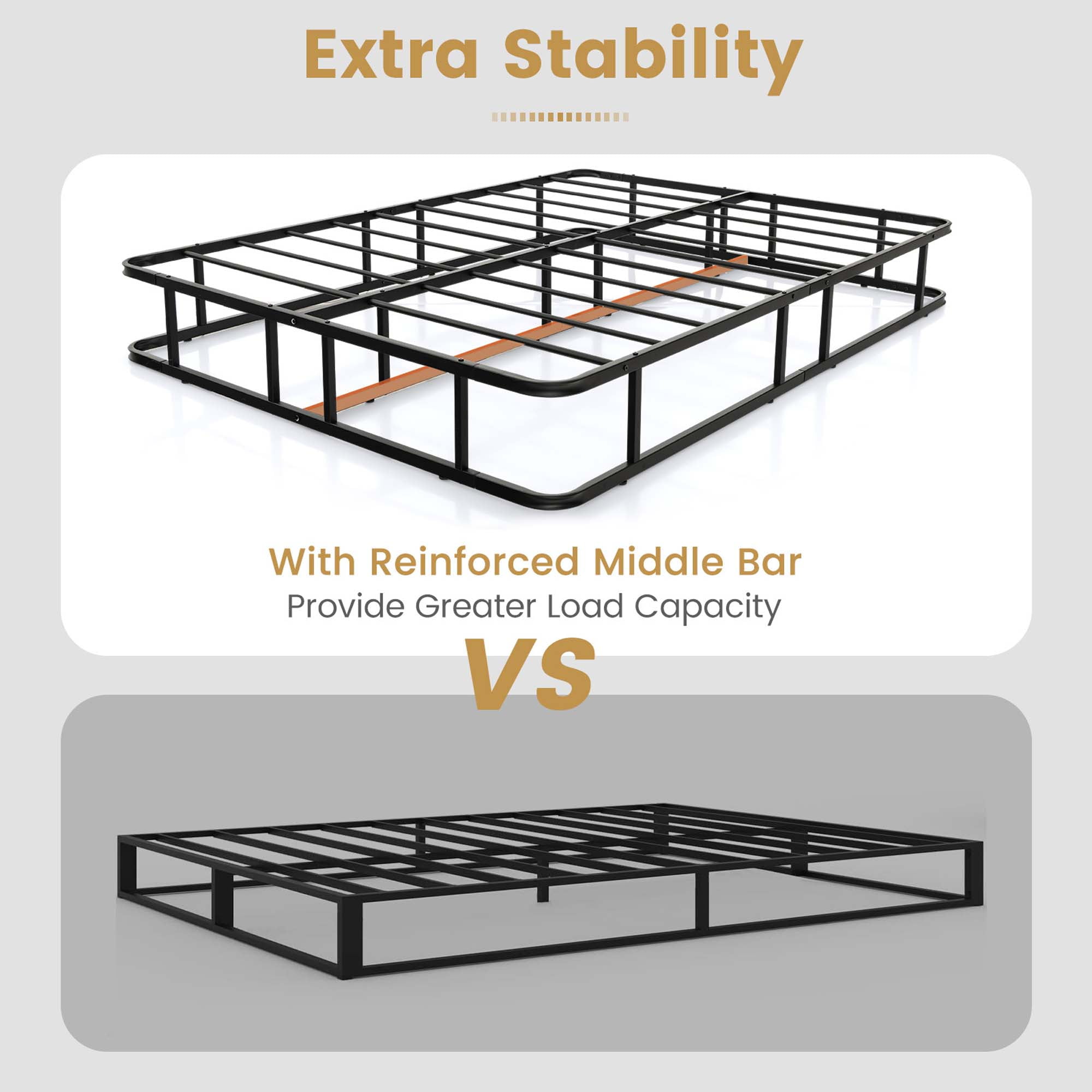 Costway Metal Platform Bed Frame lat Support Rustproof Non-Slip Pads, Queen Size