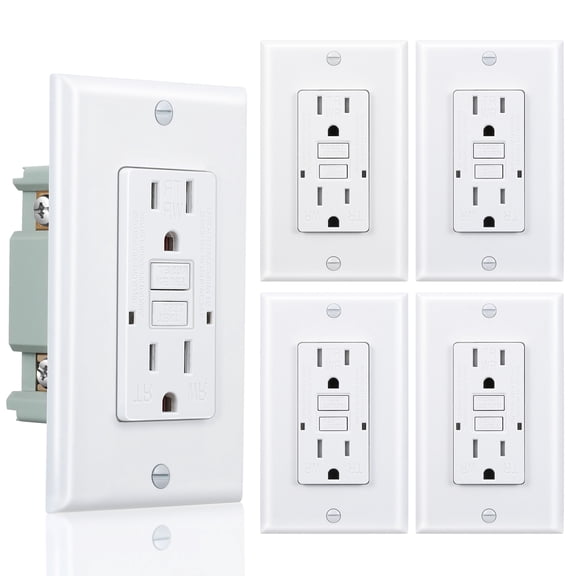 3GRACE 15 Amp GFCI Outlet with LED Indicator, Tamper and Weather Resistant Receptacle for Indoor and Outdoor Use, UL Listed, White, 5 Pack