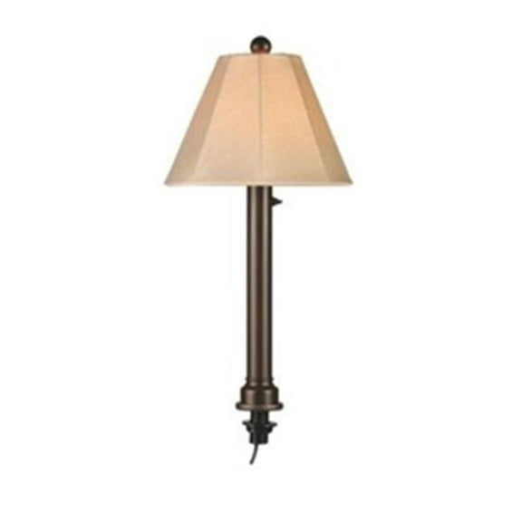 Umbrella Table Lamp 20777 with 2 in. bronze tube body and antique beige linen Sunbrella shade fabric
