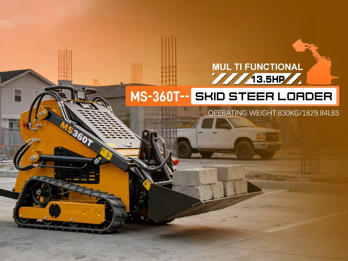 MMS New Mini Skid Steer Loader MS360T, 13.5HP 420cc RATO GAS Engine Stand-on Crawler Loader,  Foldable Pedals Track Loader