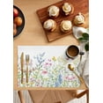 thumbnail image 2 of Placemats Set of 6, Cotton Linen Heat Table Mats Non-Slip Washable Wildflowers Spring Yellow Pink Blue Butterfly Placemat for Holiday Banquet Dining Kitchen Table Decor, 2 of 6