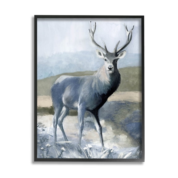 Woodland Wildlife Deer Portrait Animals & Insects Graphic Art Black Framed Art Print Wall Art