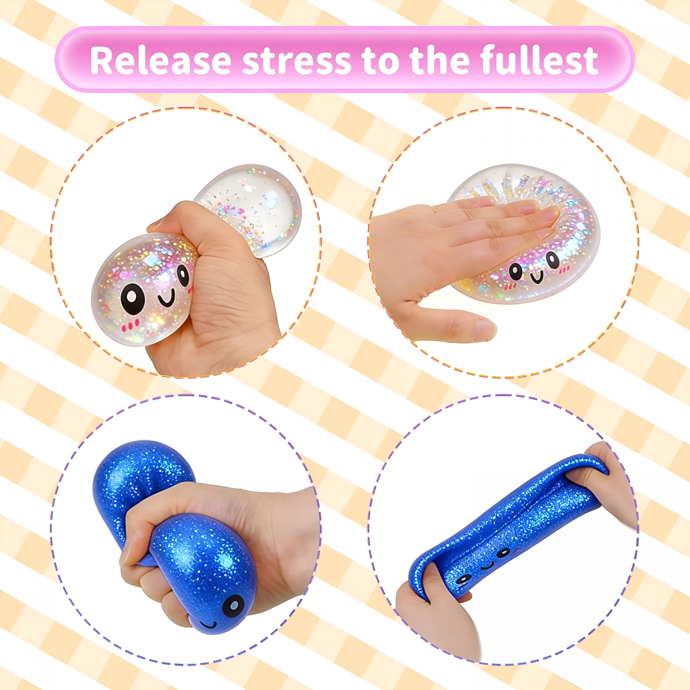CYFW Glitter Dumpling Soft and Fluffy,New Bun Squeeze Stress Relief Ball with Steamer Box for Stress Relief (2 Pcs)