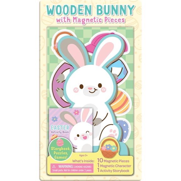 Easter Bunny Wooden Magnetic Dress Up Doll with 10 Clothing & Accessory Pieces