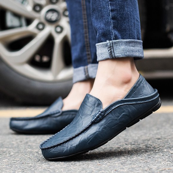 LSLJS Men's Leather Shoes, Men Loafers Summer Casual Elegant Driving Shoes Classic Loafers Shoes