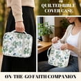 thumbnail image 3 of TSOVTHRID Eucalyptus Leaf Print Quilted Bible Carrying Case for Women Men, Bible Cover with Multi Pockets, Portable Bibles Protective Cover with Handle, White, 3 of 7