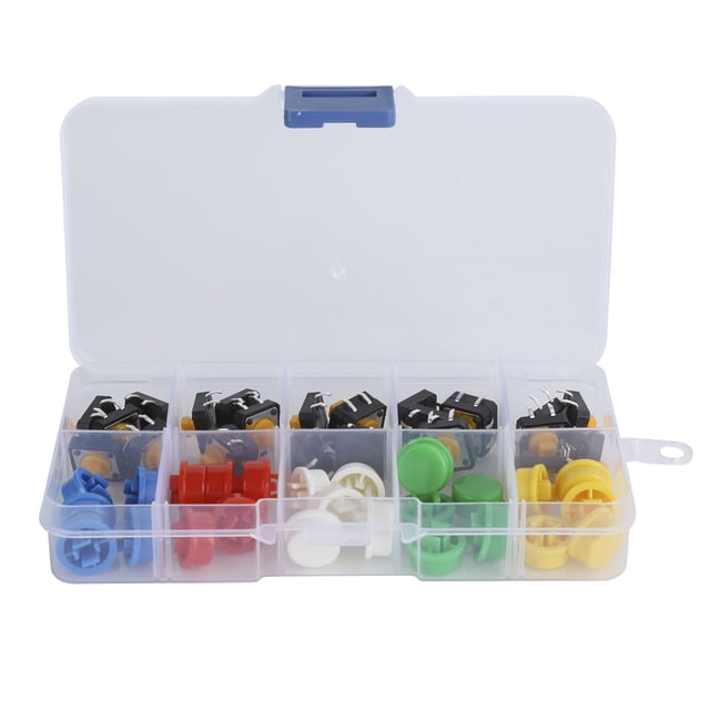 25 pulsadores táctiles de 12 x 12 x 7,3 mm con microinterruptor de tapa redonda para productos electrónicos de bricolaje