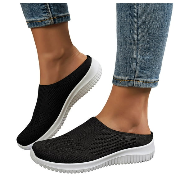 Mules Sneakers for Women Comfortable Breathable Wide Feet Mesh Slip on Walking Shoes Orthopedic Slide Sandals