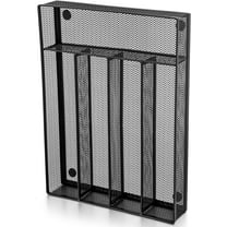Vesteel Kitchen Drawer Organizer, Black Mesh Wire Utensil Tray, Narrow Metal Cutlery Holder/Divider with Foam Feet, 5 Compartment & Small Size - 12.5 x 9.25-Inch