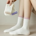 thumbnail image 3 of Opolski Women Anti-slip Cotton Socks Women's Anti-slip Cotton Mid-calf Socks Solid Color Stretchy Sweat-absorbent 1 Pair Pink, 3 of 8
