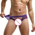 thumbnail image 1 of Vedolay Brief String Thongs for Men Underpants Breathable Briefs Men gifts for him,Purple S, 1 of 5